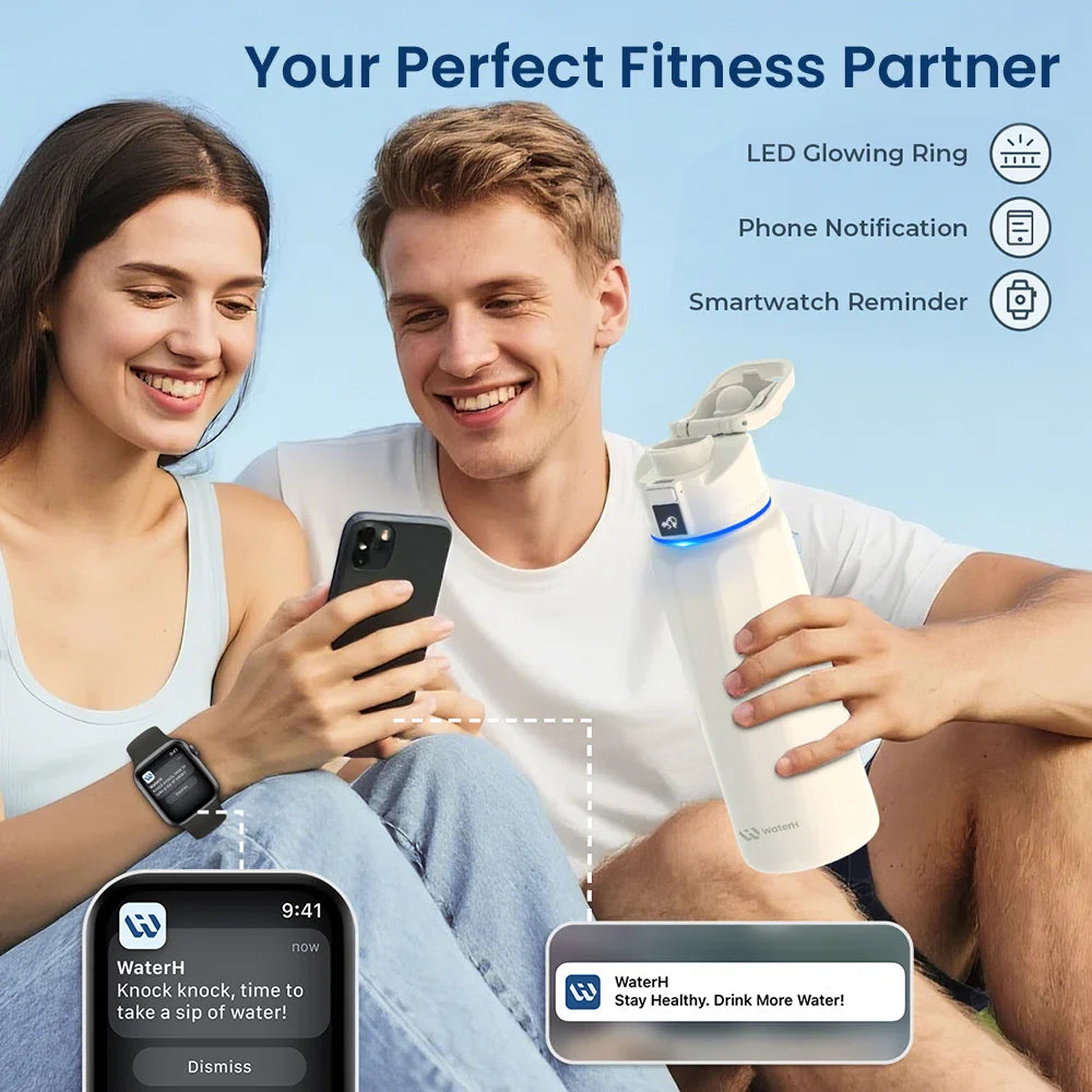 Waterh Boost Smart Water Bottle: 32 Oz Hydration Tracker with APP & Insulation