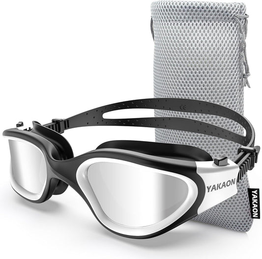 Adult Swimming Goggles - UV Protection, Anti-Glare, Anti-Fog, Anti-Leak, Silicone Strap Clear/Polarized Lenses